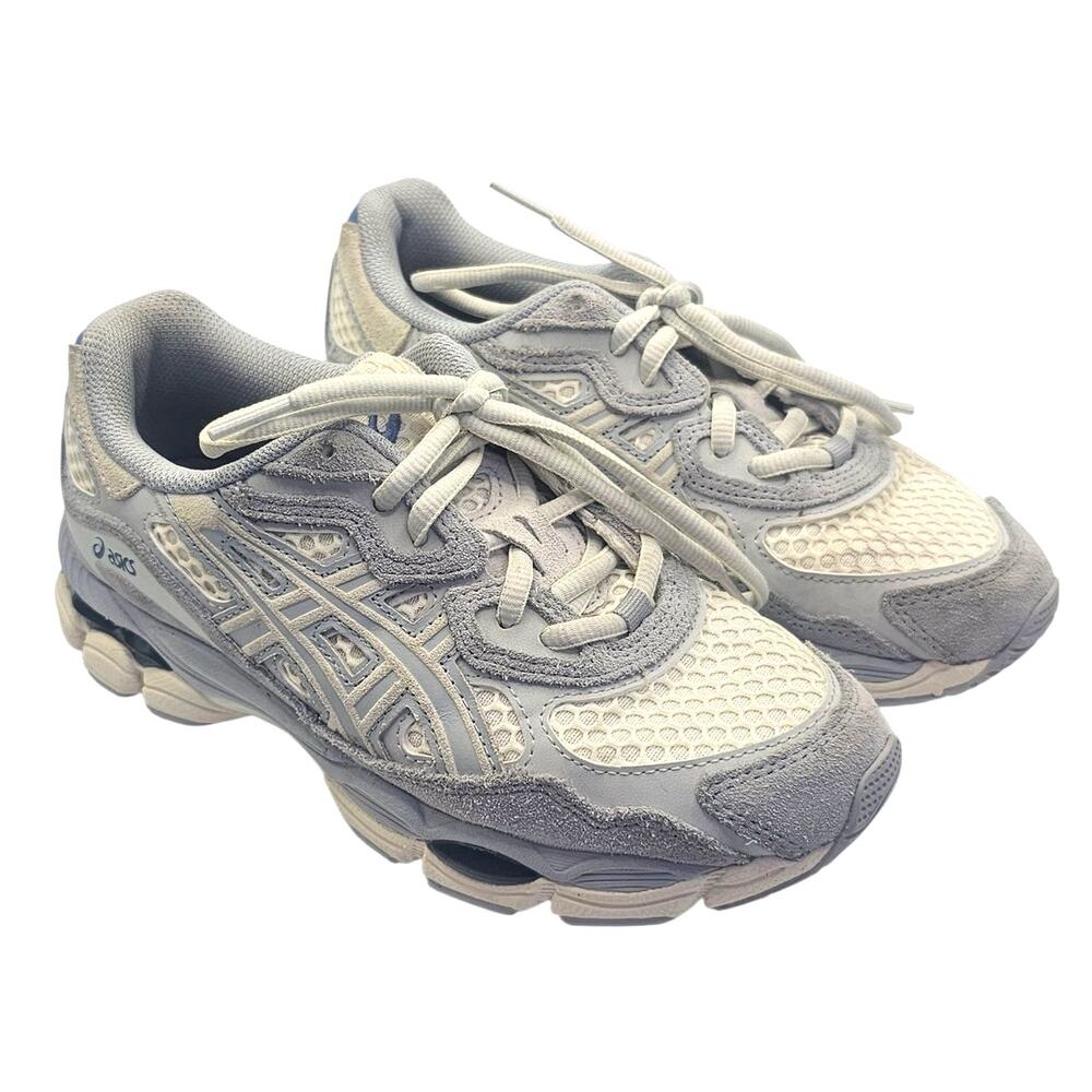 Asics Ivory Mid Gray Blue Sport Style Gel-NYC Sporty Casual Sneaker - Picture 2 of 10